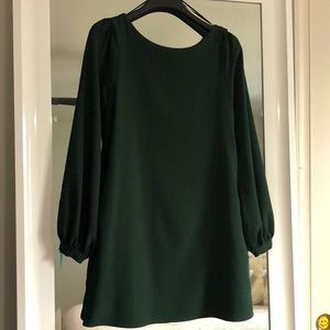 Forest green loose long sleeve dress with pockets